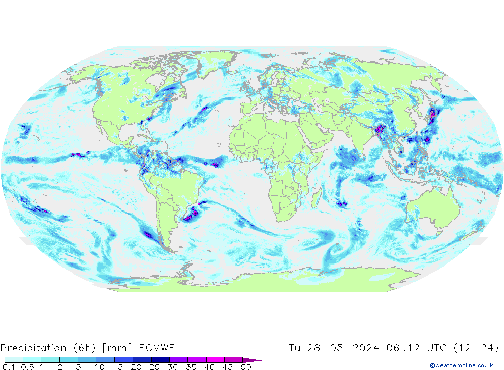 Yağış (6h) ECMWF Sa 28.05.2024 12 UTC