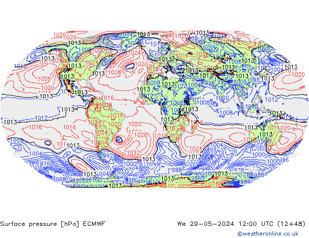 Luchtdruk (Grond) ECMWF wo 29.05.2024 12 UTC