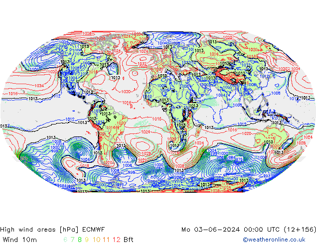 High wind areas ECMWF lun 03.06.2024 00 UTC