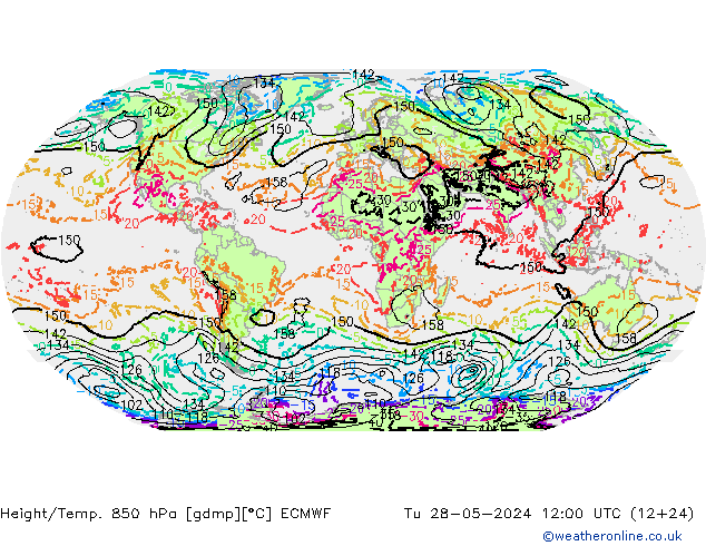 Z500/Rain (+SLP)/Z850 ECMWF mar 28.05.2024 12 UTC