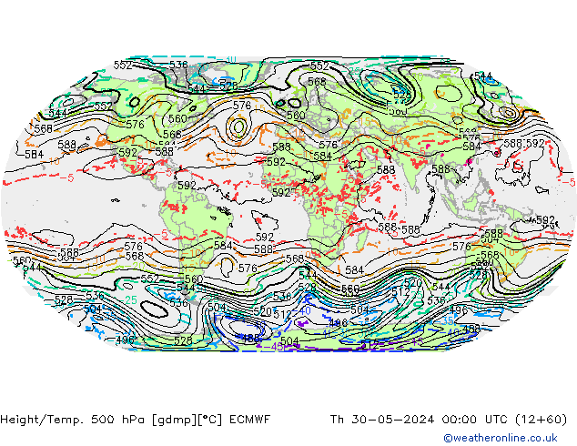 Height/Temp. 500 hPa ECMWF  30.05.2024 00 UTC