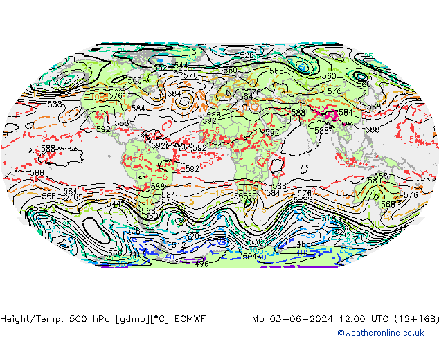 Height/Temp. 500 гПа ECMWF пн 03.06.2024 12 UTC