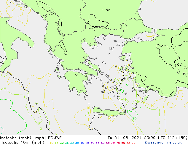 Isotachs (mph) ECMWF Út 04.06.2024 00 UTC