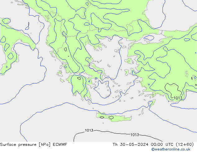 Presión superficial ECMWF jue 30.05.2024 00 UTC