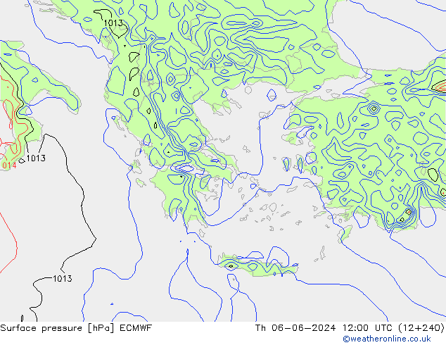 Surface pressure ECMWF Th 06.06.2024 12 UTC