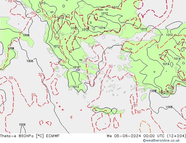 Theta-e 850hPa ECMWF St 05.06.2024 00 UTC