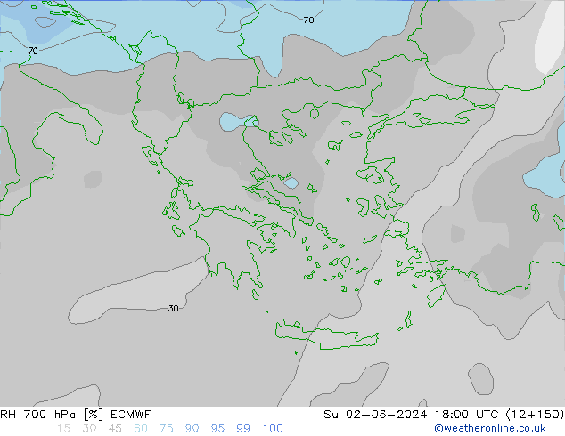 RH 700 hPa ECMWF Su 02.06.2024 18 UTC