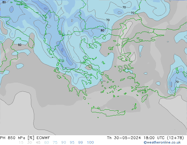 RH 850 hPa ECMWF Do 30.05.2024 18 UTC