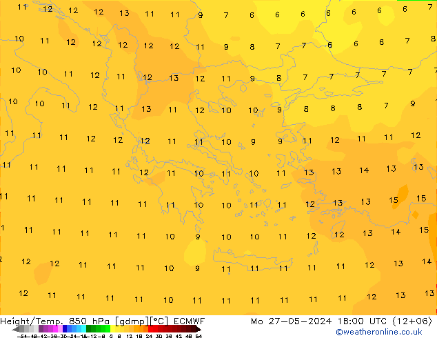 Z500/Yağmur (+YB)/Z850 ECMWF Pzt 27.05.2024 18 UTC