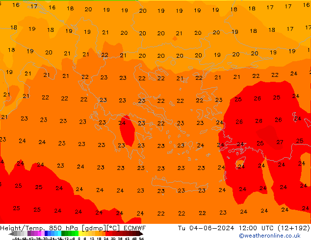 Z500/Rain (+SLP)/Z850 ECMWF Tu 04.06.2024 12 UTC