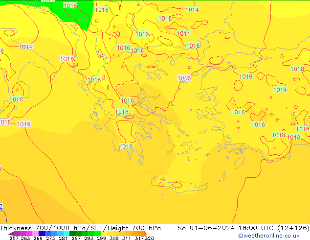 Thck 700-1000 hPa ECMWF Sa 01.06.2024 18 UTC