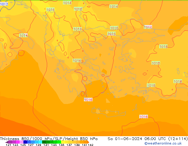 Thck 850-1000 hPa ECMWF so. 01.06.2024 06 UTC