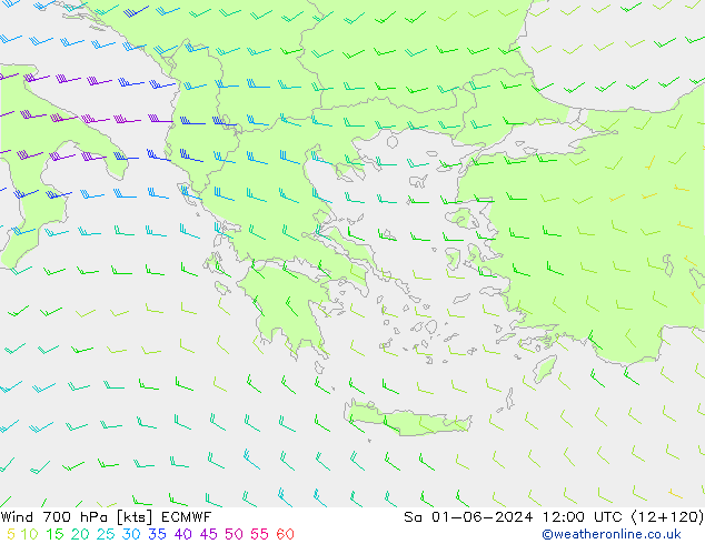 Wind 700 hPa ECMWF Sa 01.06.2024 12 UTC