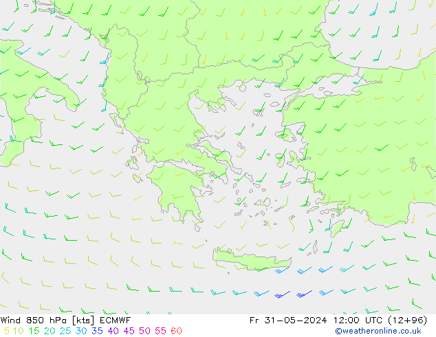 Wind 850 hPa ECMWF Fr 31.05.2024 12 UTC