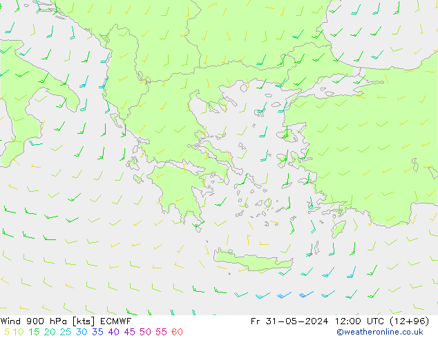 ветер 900 гПа ECMWF пт 31.05.2024 12 UTC