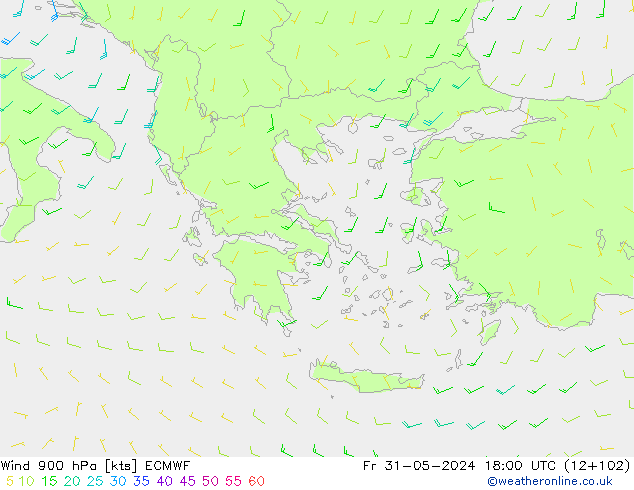 ветер 900 гПа ECMWF пт 31.05.2024 18 UTC