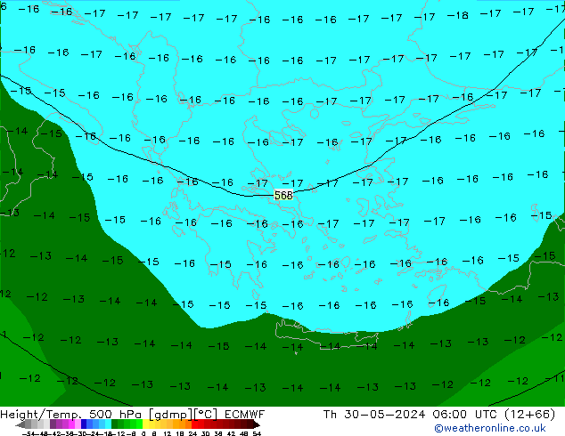 Z500/Rain (+SLP)/Z850 ECMWF Th 30.05.2024 06 UTC