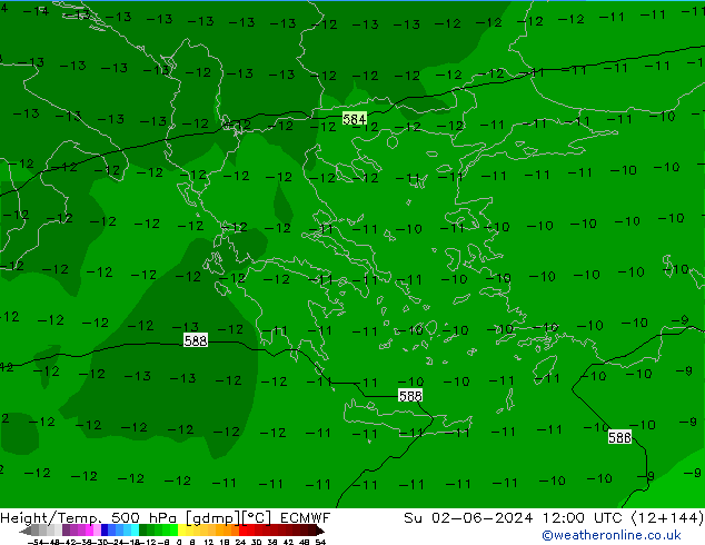 Z500/Rain (+SLP)/Z850 ECMWF dim 02.06.2024 12 UTC