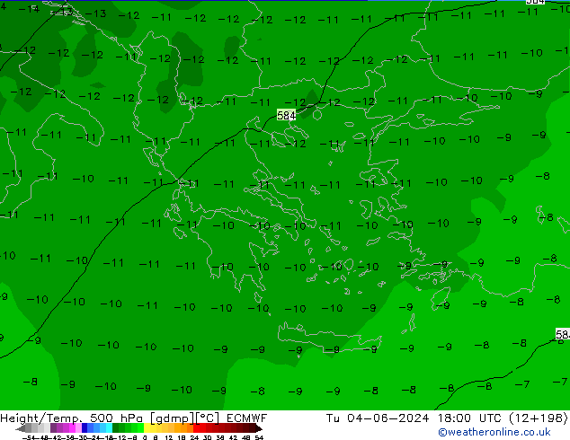 Z500/Rain (+SLP)/Z850 ECMWF Út 04.06.2024 18 UTC