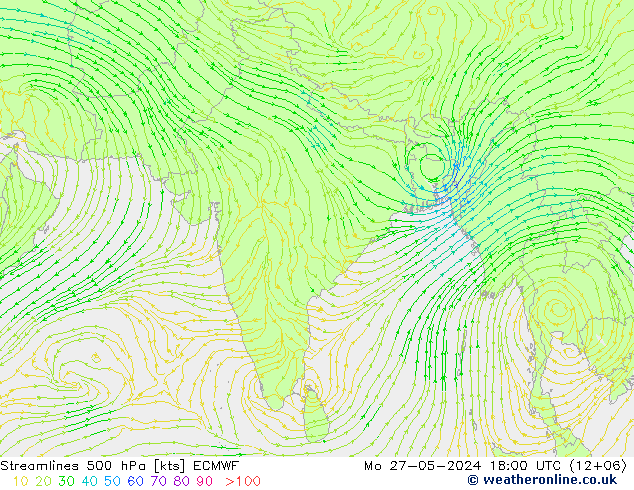 Streamlines 500 hPa ECMWF Mo 27.05.2024 18 UTC