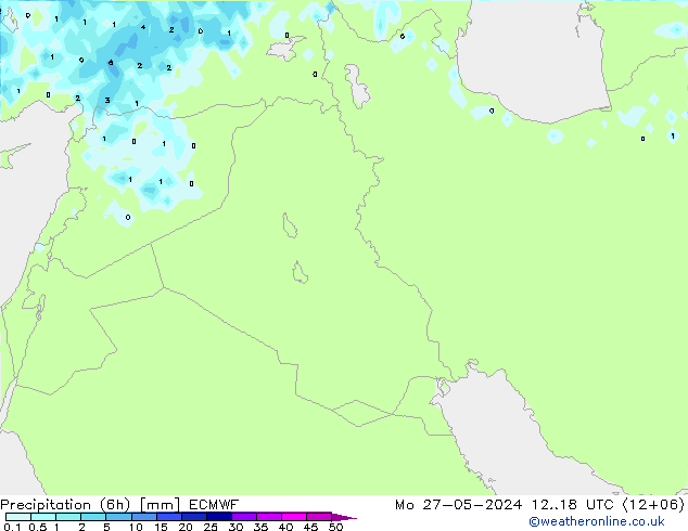 Precipitation (6h) ECMWF Po 27.05.2024 18 UTC