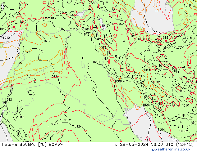 Theta-e 850hPa ECMWF mar 28.05.2024 06 UTC