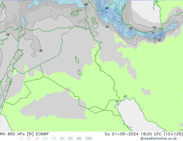 RH 850 hPa ECMWF so. 01.06.2024 18 UTC