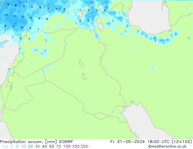 Toplam Yağış ECMWF Cu 31.05.2024 18 UTC