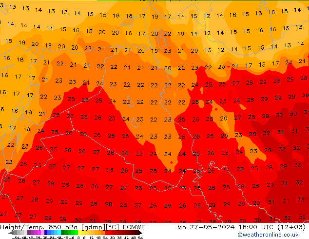 Z500/Rain (+SLP)/Z850 ECMWF пн 27.05.2024 18 UTC