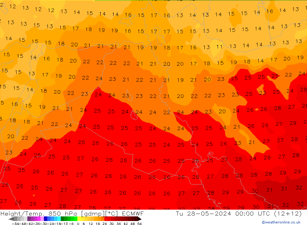 Z500/Rain (+SLP)/Z850 ECMWF вт 28.05.2024 00 UTC