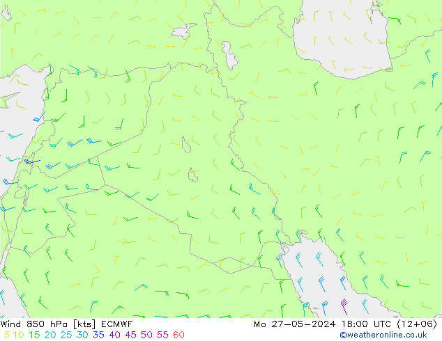 wiatr 850 hPa ECMWF pon. 27.05.2024 18 UTC