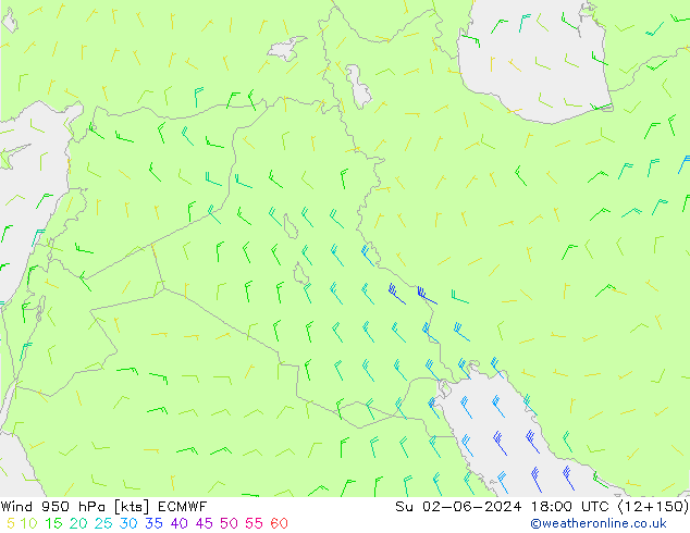 Vento 950 hPa ECMWF Dom 02.06.2024 18 UTC