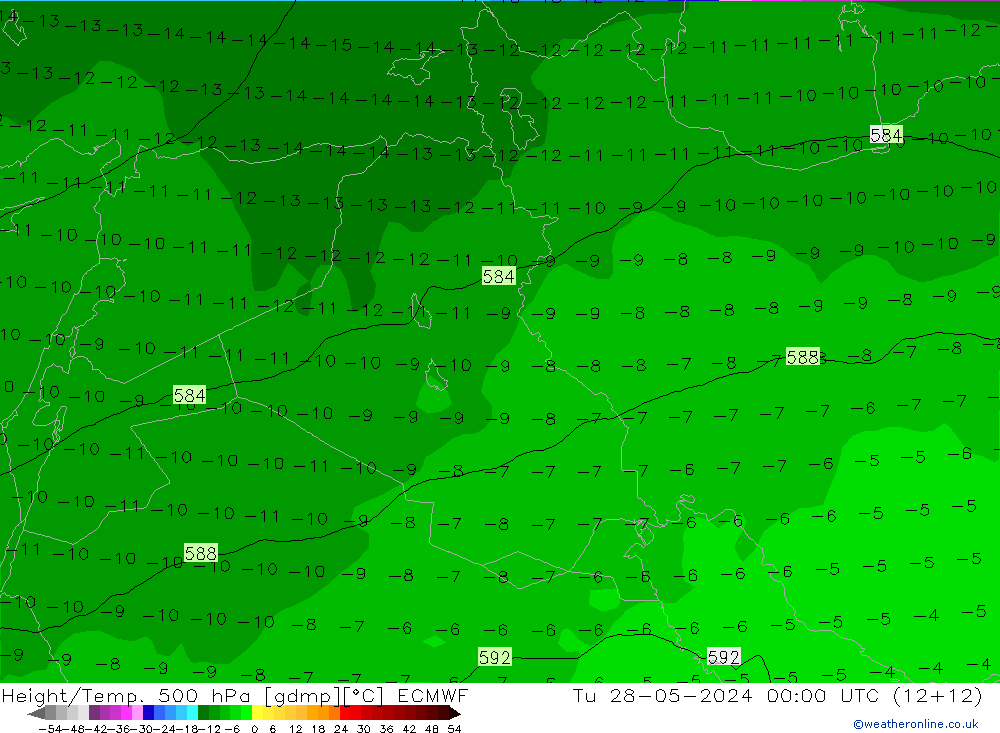 Z500/Rain (+SLP)/Z850 ECMWF вт 28.05.2024 00 UTC