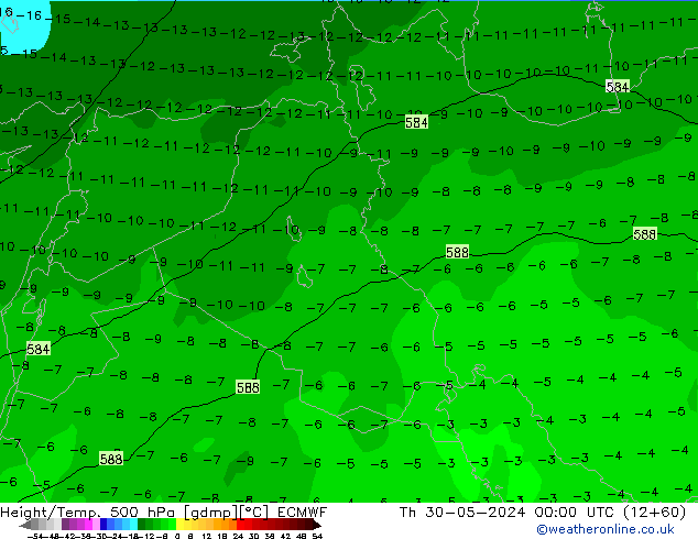 Z500/Rain (+SLP)/Z850 ECMWF Th 30.05.2024 00 UTC