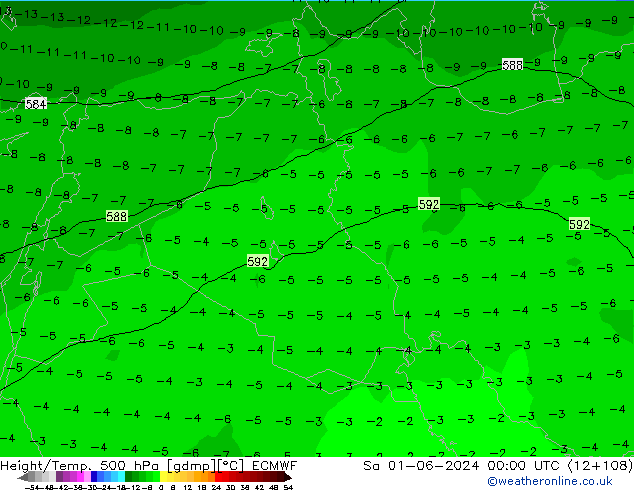 Z500/Rain (+SLP)/Z850 ECMWF So 01.06.2024 00 UTC