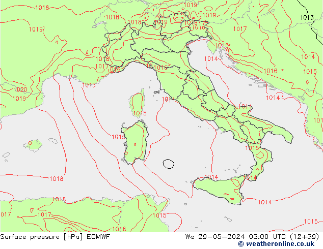 Bodendruck ECMWF Mi 29.05.2024 03 UTC