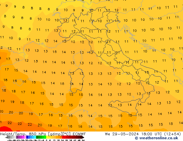 Z500/Rain (+SLP)/Z850 ECMWF Qua 29.05.2024 18 UTC