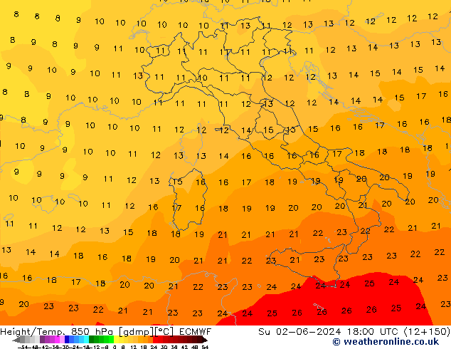 Z500/Yağmur (+YB)/Z850 ECMWF Paz 02.06.2024 18 UTC