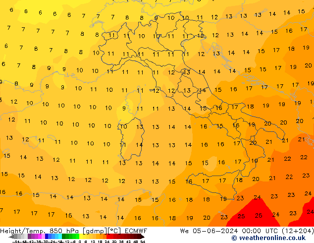 Z500/Rain (+SLP)/Z850 ECMWF We 05.06.2024 00 UTC