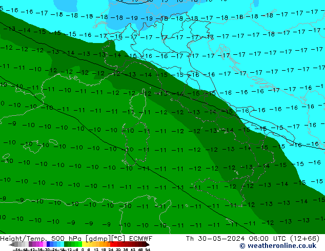 Z500/Rain (+SLP)/Z850 ECMWF Th 30.05.2024 06 UTC