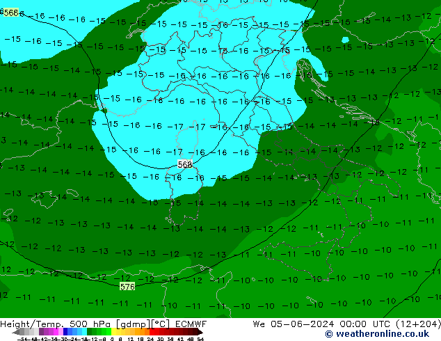 Z500/Rain (+SLP)/Z850 ECMWF We 05.06.2024 00 UTC