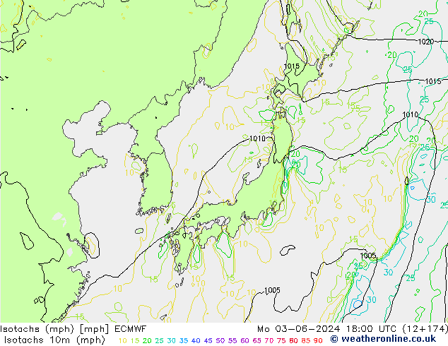 Isotachen (mph) ECMWF ma 03.06.2024 18 UTC