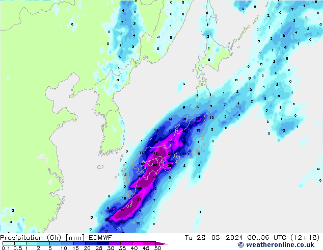 Z500/Rain (+SLP)/Z850 ECMWF вт 28.05.2024 06 UTC