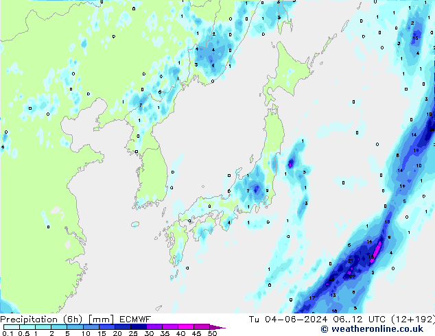 opad (6h) ECMWF wto. 04.06.2024 12 UTC