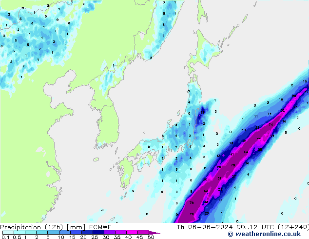 Precipitazione (12h) ECMWF gio 06.06.2024 12 UTC