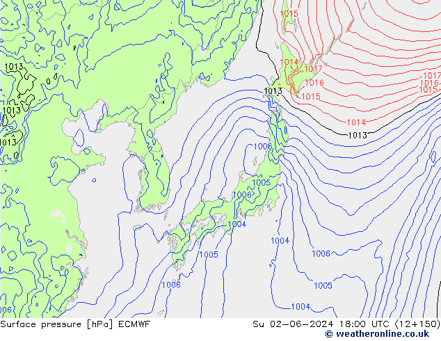 pression de l'air ECMWF dim 02.06.2024 18 UTC