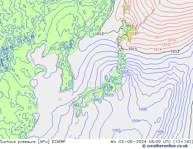 Yer basıncı ECMWF Pzt 03.06.2024 06 UTC