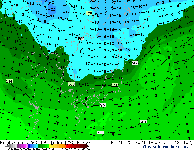 Z500/Regen(+SLP)/Z850 ECMWF vr 31.05.2024 18 UTC