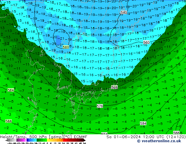 Z500/Rain (+SLP)/Z850 ECMWF sam 01.06.2024 12 UTC