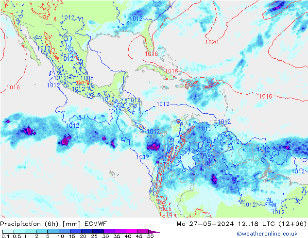 Z500/Rain (+SLP)/Z850 ECMWF пн 27.05.2024 18 UTC